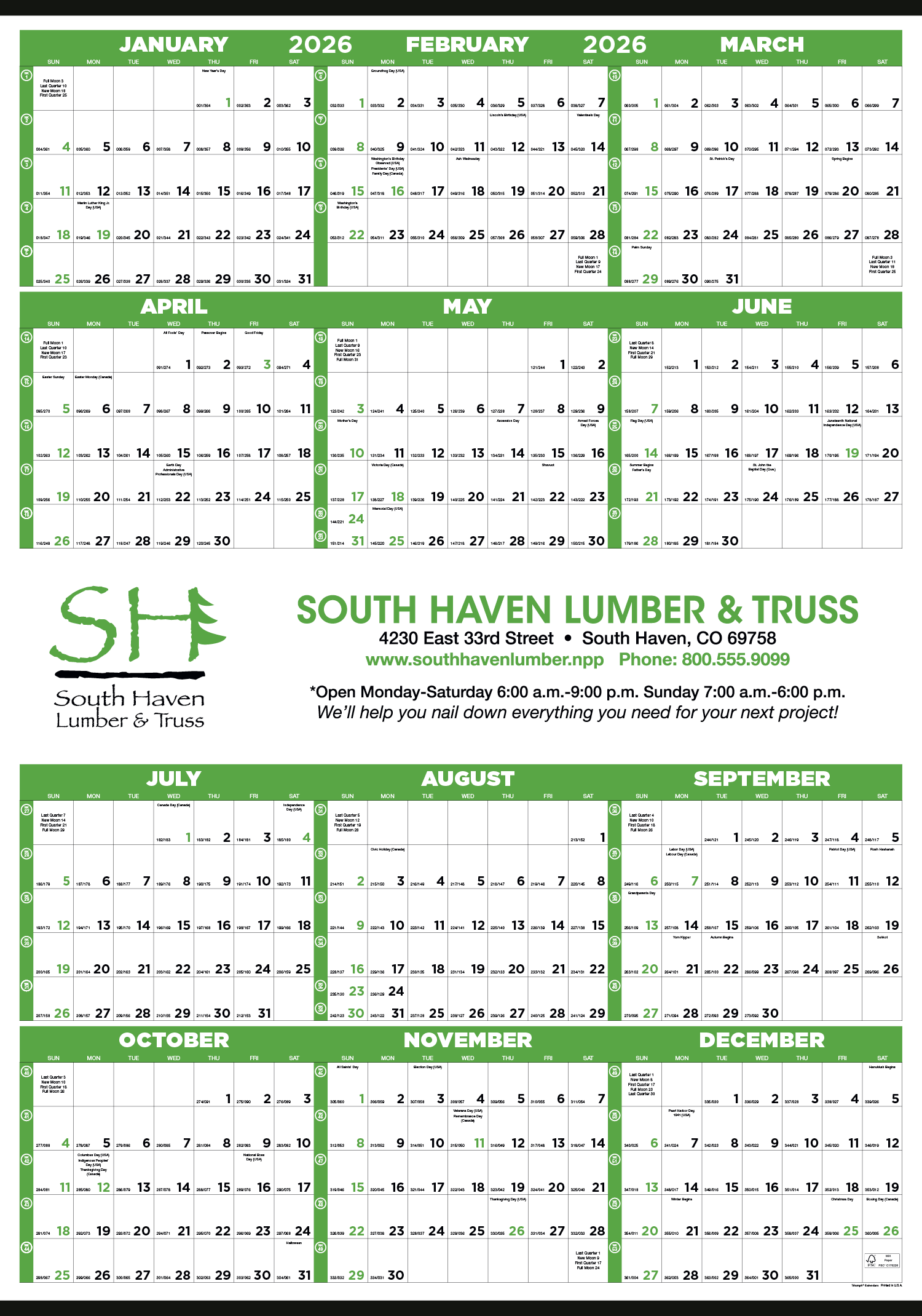 Triumph® Calendars Small Quantity Custom Span-A-Year Calendar